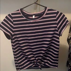 A stripped cropped shirt